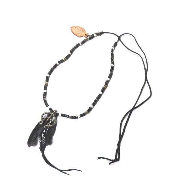 Rooster King ＆ Co. ルースターキング Naja Black Feather＆Beads Necklace ナジャブラックフェザー＆ビーズネックレス mc67668 | 