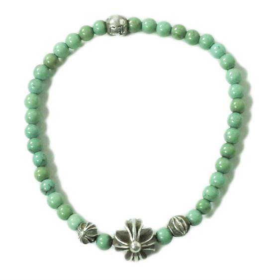 CHROME HEARTS クロムハーツ TURQUOISE ＆ SILVER BEADS BRACELET ターコイズ＆クロスボール ビーズブレスレット シルバー mc68269 |  | 01