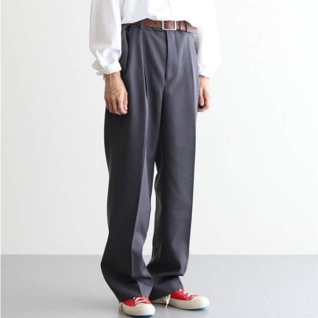 AURALEE オーラリー 22AW 日本製 LIGHT WOOL MAX GABARDINE TWO-TUCK SLACKS 2タックスラックス  A22AP02MG 5 CHARCOAL GRAY パンツ mc68370