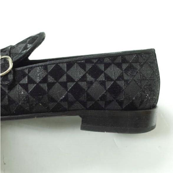 ANGELO RUFFO アンジェロルッフォ VAMP ? D/MONK 幾何学柄 ダブルモンクストラップシューズ 41(26cm) Black Velvet スリッポン mc68412 |  | 06