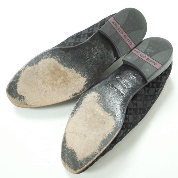 ANGELO RUFFO アンジェロルッフォ VAMP ? D/MONK 幾何学柄 ダブルモンクストラップシューズ 41(26cm) Black Velvet スリッポン mc68412 |  | 08