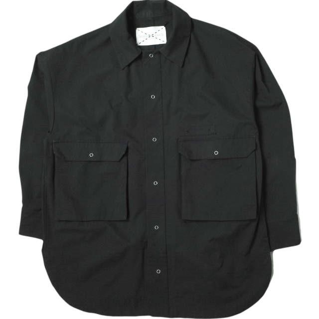 SUPERTHANKS スーパーサンクス 21SS BIC POCKET BIC SHIRT ビッグポケットビッグシルエットシャツ ST211SH001 M ブラック 長袖 BIG mc68512 | 