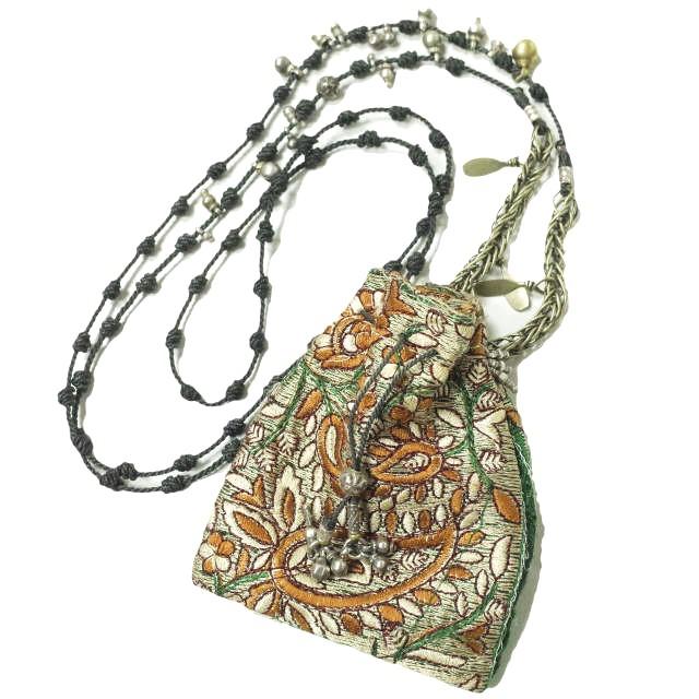 TWENTY SEVEN NINE 27/9 トゥウェンティーセブンナイン India Jacquard weave Charm Bag ジャガードチャームバッグ ネックレス mc68609 | 
