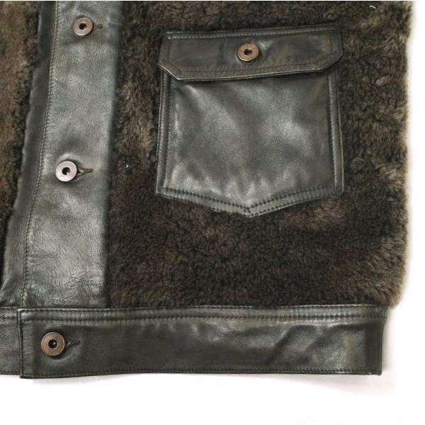 新品 RRL ダブルアールエル 24AW GRIZZLY JACKET シアリングパネルドレザージャケット S Dark Brown Double RL グリズリー 熊ジャン |  | 05
