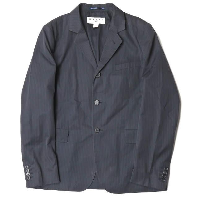 MARNI x H&M マルニ エイチアンドエム 別注 コットンピンストライプ3Bテーラードジャケット US 42R ネイビー アウター | 
