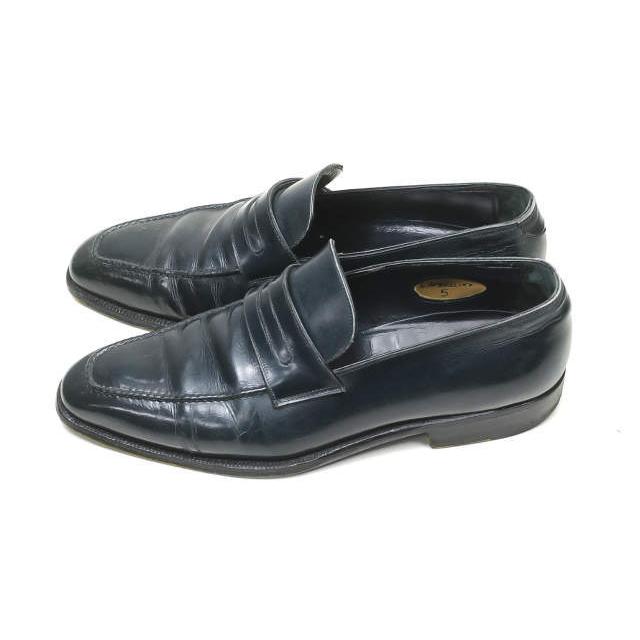Enzo Bonafe エンツォボナフェ GIAMBELLINO スクエアトゥペニーローファー 5(24cm)  ネイビー ポインテッドトゥ レザー シューズ mm6381 |  | 01