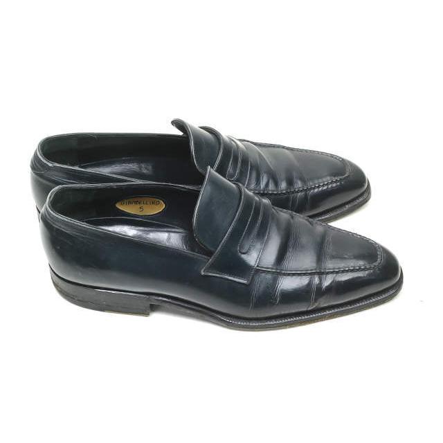 Enzo Bonafe エンツォボナフェ GIAMBELLINO スクエアトゥペニーローファー 5(24cm)  ネイビー ポインテッドトゥ レザー シューズ mm6381 |  | 03