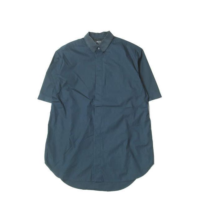 スリーワン フィリップリム 3.1 Phillip Lim シルクカラーストレッチショートスリーブシャツ S115-2440SCSM S ネイビー 半袖 比翼 トップス | 