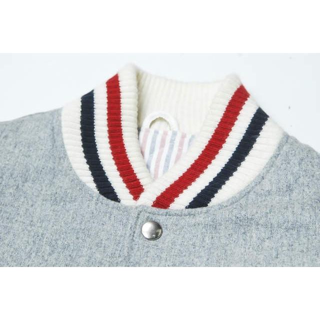 THOM BROWNE トムブラウン アメリカ製 袖レザースタジャン A0123l22860 