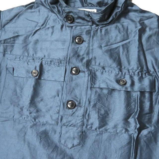 UMIT BENAN ウミットベナン イタリア製 コットンシルクフーデッドプルオーバーシャツ 44 ネイビー 長袖 アノラック トップス |  | 04