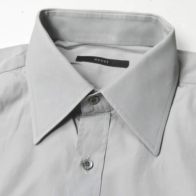 GUCCI グッチ イタリア製 レギュラーカラードレスシャツ 303-0550-1131 42(161/2) グレー 長袖 無地 トップス |  | 02