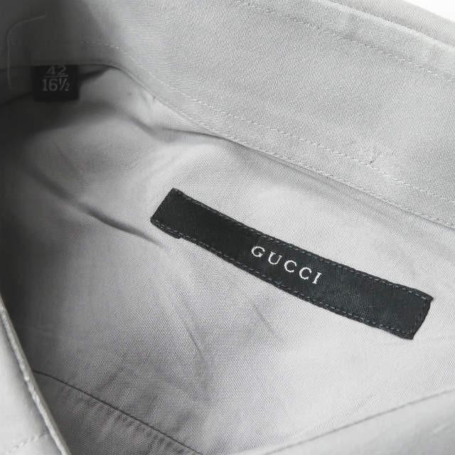 GUCCI グッチ イタリア製 レギュラーカラードレスシャツ 303-0550-1131 42(161/2) グレー 長袖 無地 トップス |  | 03