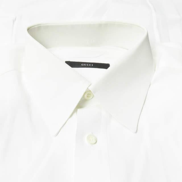 GUCCI グッチ イタリア製 レギュラーカラードレスシャツ 303-0397-1131 42(161/2) ホワイト 長袖 無地 トップス |  | 02