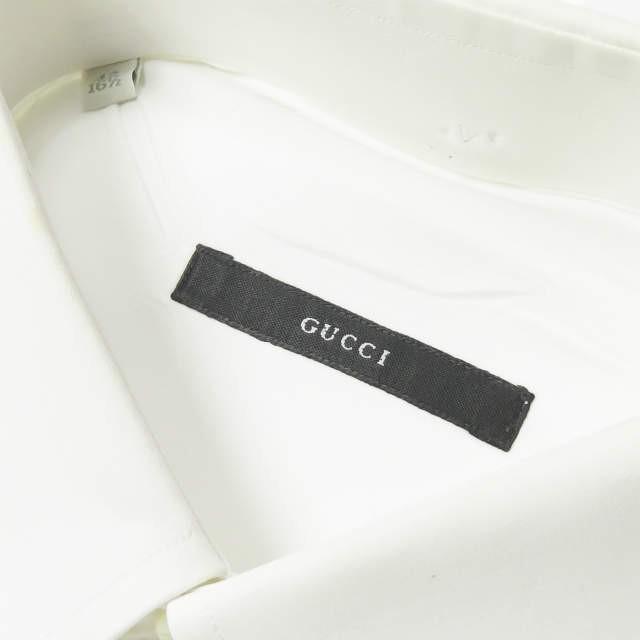 GUCCI グッチ イタリア製 レギュラーカラードレスシャツ 303-0397-1131 42(161/2) ホワイト 長袖 無地 トップス |  | 03