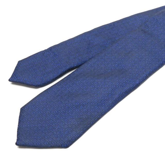 FENDI フェンディ イタリア製 FFロゴ ズッカ柄 シルクネクタイ ネイビー 総柄 |  | 01