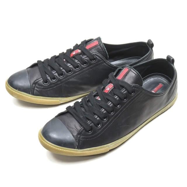 PRADA SPORT プラダスポーツ レザーレースアップスニーカー 4E1938 7(26cm) ブラック ローカット ガムソール シューズ | 