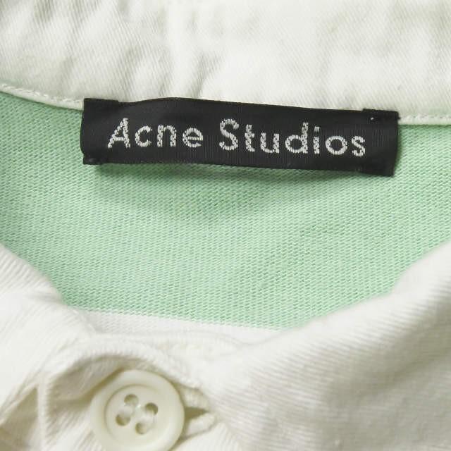 アクネストゥディオズ Acne Studios フェイスパッチボーダーラガーシャツ XS グリーン/ブラウン等 長袖 ポロシャツ トップス