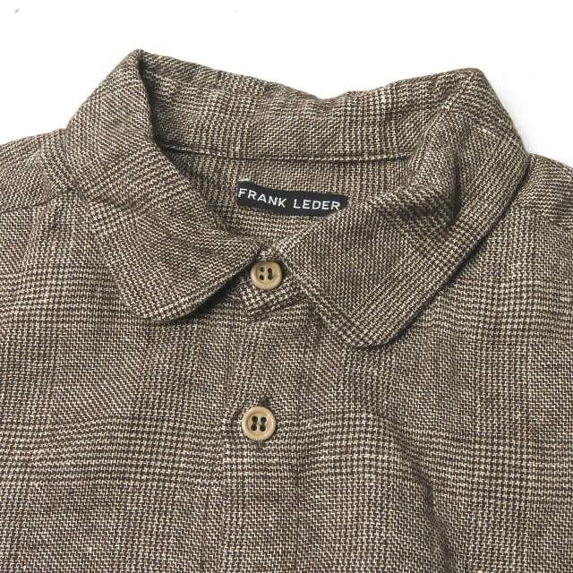 フランクリーダー FRANK LEDER ドイツ製 グレンチェックラウンドカラーシャツ 0726048 S ブラウン リネン ウール 長袖 トップス |  | 03