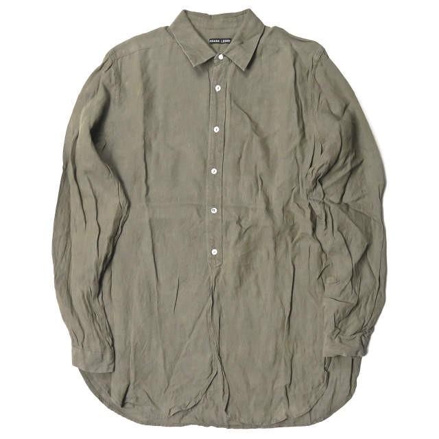 フランクリーダー FRANK LEDER VINTAGE HAND WOVEN LINEN SHIRT ヴィンテージハンドウーブンリネンシャツ 0616074 S カーキ 長袖 ピンストライプ | 