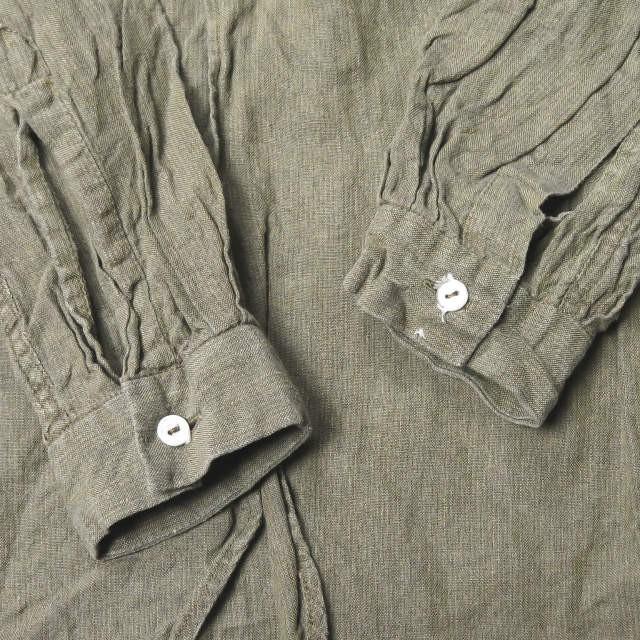 フランクリーダー FRANK LEDER VINTAGE HAND WOVEN LINEN SHIRT ヴィンテージハンドウーブンリネンシャツ 0616074 S カーキ 長袖 ピンストライプ |  | 05