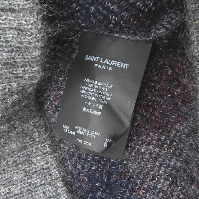 サンローランパリ SAINT LAURENT PARIS イタリア製 モヘアウールアーガイルニットベスト UP53 2014 00127 M グレー Vネック プルオーバー ノースリーブ |  | 07