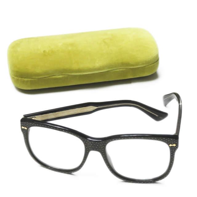GUCCI グッチ Fashion Inspired-GEM SET ウェリントンサングラス GG0047S ブラック/クリア スワロフスキー 56□18-145 眼鏡 メガネ mm7989 | 