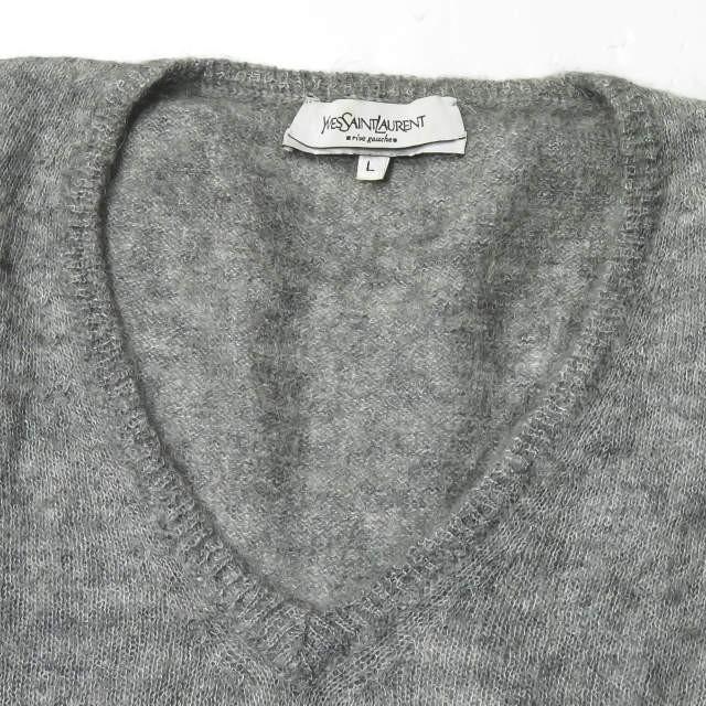 イヴサンローラン リブゴーシュ YVES SAINT LAURENT rive gauche イタリア製 モヘヤVネックニット L グレー セーター トップス |  | 03