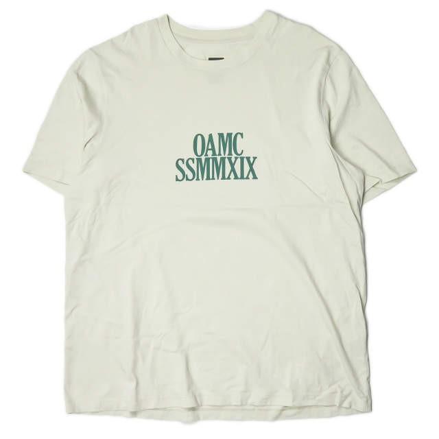 オーエーエムシー OAMC 19SS NUMERAL T-SHIRT ロゴプリントクルーネックTシャツ OAMO708167 L ベージュ