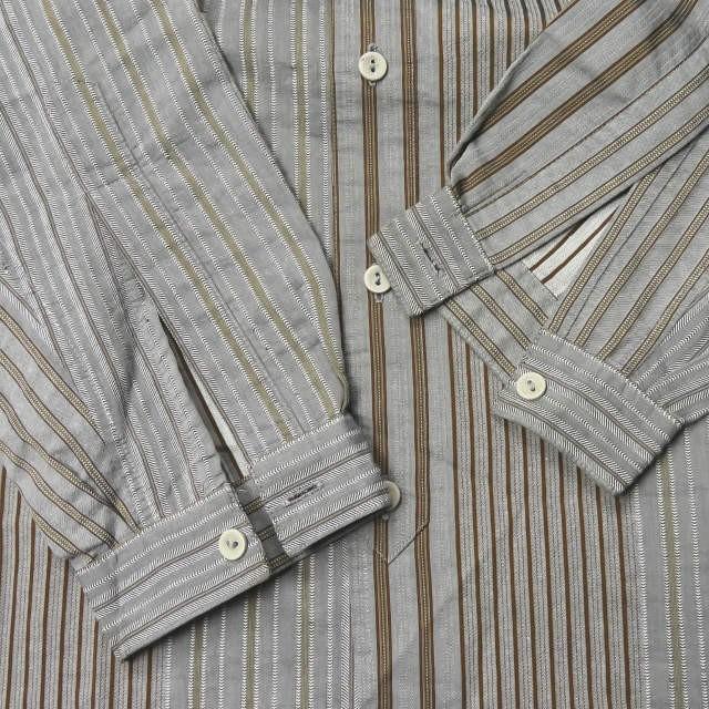 フランクリーダー FRANK LEDER 17SS MULTI STRIPE COTTON STAND COLLAR SHIRTS マルチストライプスタンドカラーシャツ 0916061 M グレー 長袖 バンド |  | 05