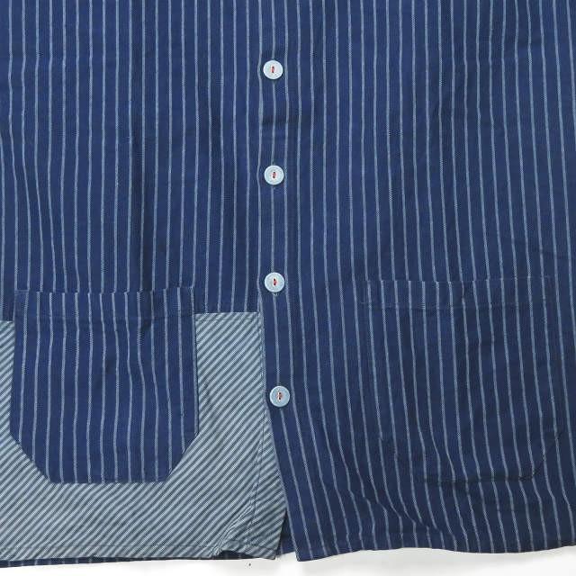 フランクリーダー FRANK LEDER ドイツ製 ブルーストライプカバーオールシャツ 0616051 XS ネイビー 長袖 ジャケット トップス |  | 05