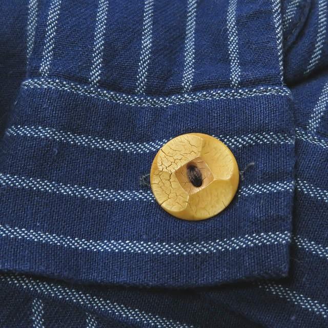 フランクリーダー FRANK LEDER ドイツ製 ブルーストライプカバーオールシャツ 0616051 XS ネイビー 長袖 ジャケット トップス |  | 07