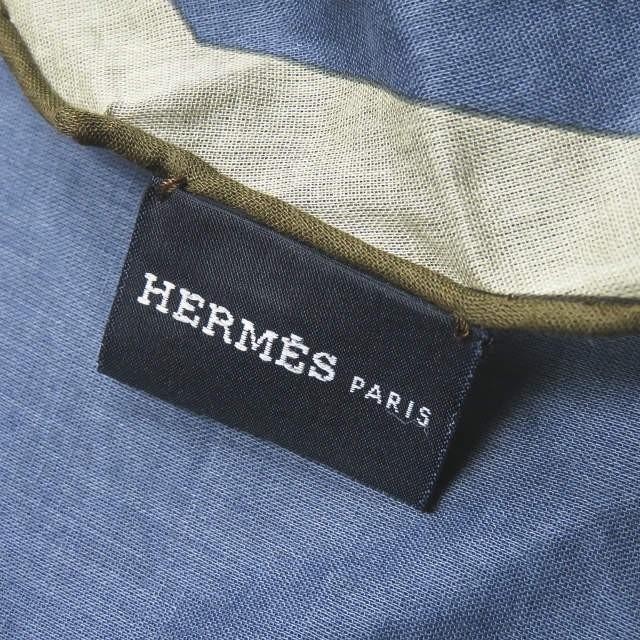 エルメス HERMES フランス製 ロザンジュ GM ネイビー/ベージュ スカーフ ストール 菱形 コットン |  | 05