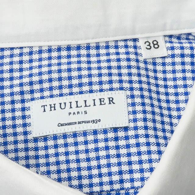 テュイリエ THUILLIER フランス製 ギンガムチェッククレリックシャツ 23-11-1306-815 38 ネイビー 長袖 ダブルカフス トップス |  | 02