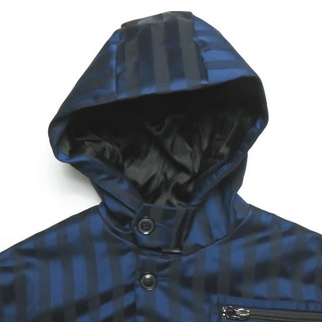 ウミットベナン UMIT BENAN イタリア製 中綿入り ストライプフーデッドコート 96-09-34-09035 46 ネイビー/ブラック アウター |  | 03