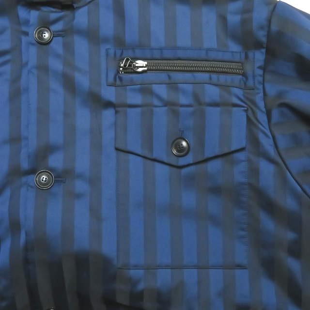 ウミットベナン UMIT BENAN イタリア製 中綿入り ストライプフーデッドコート 96-09-34-09035 46 ネイビー/ブラック アウター |  | 05