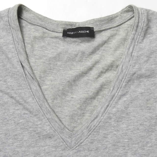 クリスヴァンアッシュ KRIS VAN ASSCHE ケーブル刺繍 捻じれVネックTシャツ M グレー 半袖 トップス |  | 03
