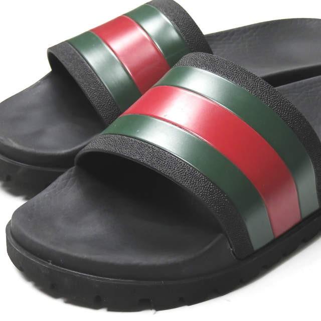 グッチ GUCCI ウェブスライドサンダル 429469 8(27cm) ブラック シャワーサンダル ラバー シューズ |  | 04