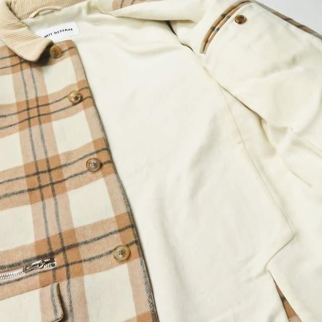 ウミットベナン UMIT BENAN イタリア製 ウールチェックショートステンカラーコート 46 ベージュ ハーフコート ブルゾン アウター |  | 09