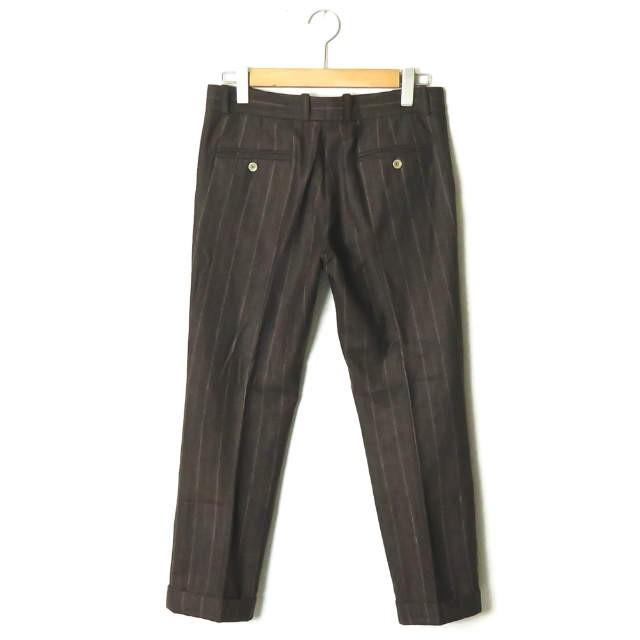 フランクリーダー FRANK LEDER ドイツ製 BROWN STRIPED WOOL PANTS ブラウンストライプ ウールパンツ 423030 XS ブラウン トラウザー ボトムス |  | 01