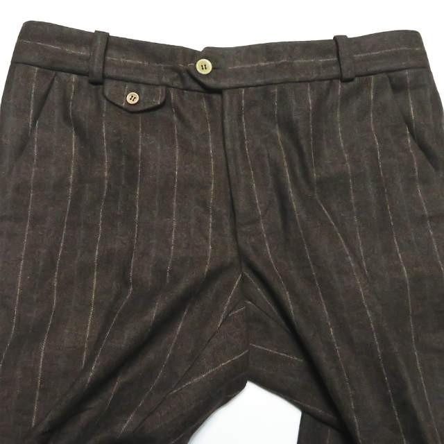 フランクリーダー FRANK LEDER ドイツ製 BROWN STRIPED WOOL PANTS ブラウンストライプ ウールパンツ 423030 XS ブラウン トラウザー ボトムス |  | 03