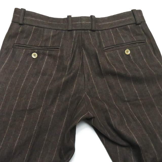 フランクリーダー FRANK LEDER ドイツ製 BROWN STRIPED WOOL PANTS ブラウンストライプ ウールパンツ 423030 XS ブラウン トラウザー ボトムス |  | 07