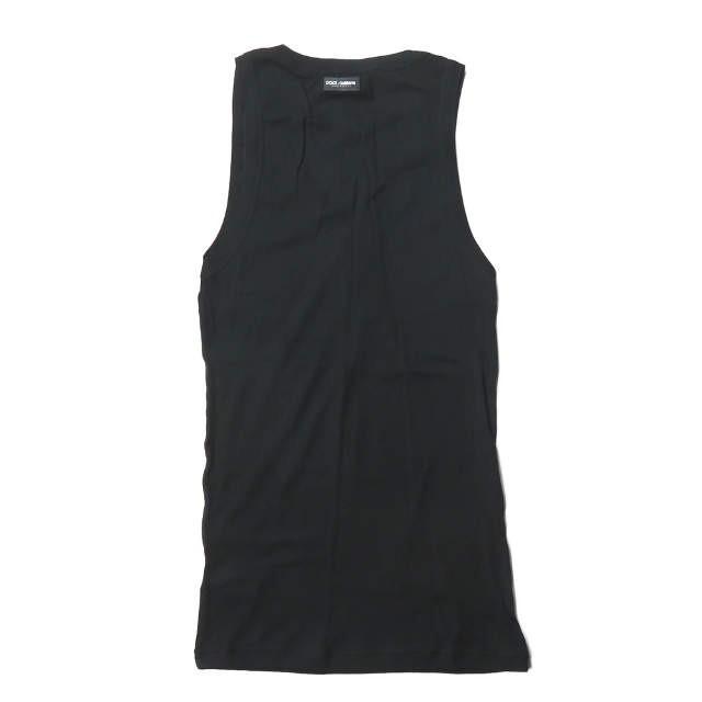 ドルチェアンドガッバーナ DOLCE&GABBANA イタリア製 エンブレム刺繍 リブタンクトップ XS(US) ブラック コットン トップス |  | 01