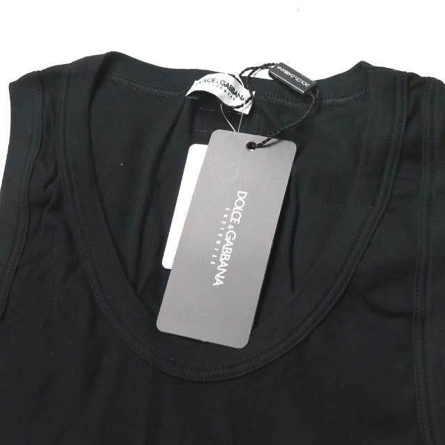 ドルチェアンドガッバーナ DOLCE&GABBANA イタリア製 エンブレム刺繍 リブタンクトップ XS(US) ブラック コットン トップス |  | 03
