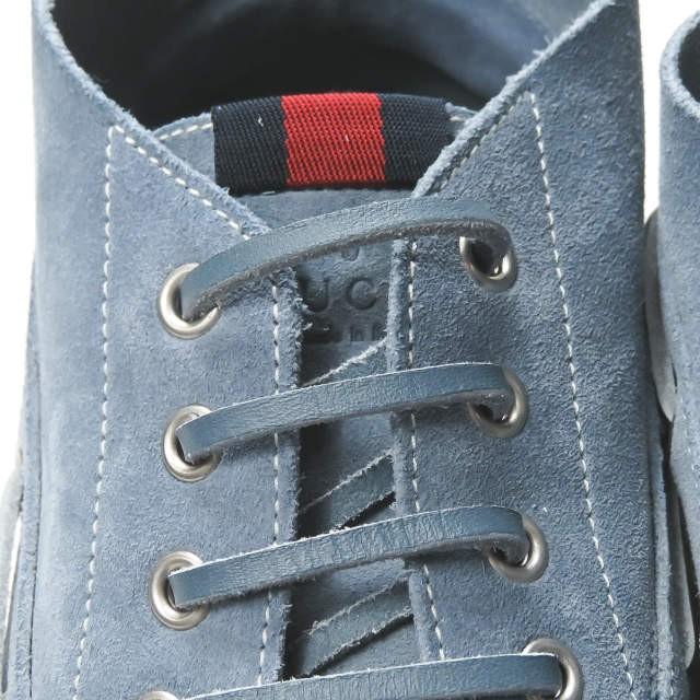 グッチ GUCCI Ankle-High Suede Boat Shoes アンクルカットスエードモカシン 255424 7(26cm) ライトブルー フリーダジャンニーニ クレープソール |  | 05