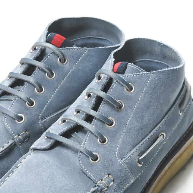 グッチ GUCCI Ankle-High Suede Boat Shoes アンクルカットスエードモカシン 255424 7(26cm) ライトブルー フリーダジャンニーニ クレープソール |  | 06