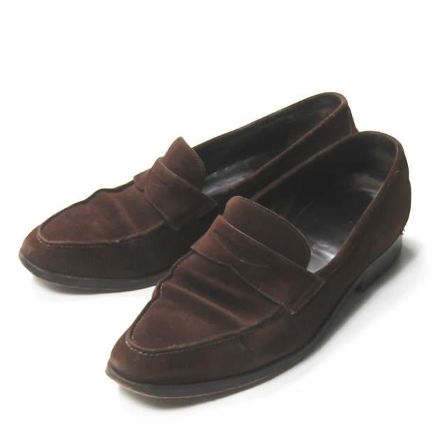 Enzo Bonafe x BEAMS F エンツォボナフェ ビームスエフ 別注 ALLORI スエードペニーローファー UK6.5(25cm) ブラウン コイン ☆☆mm8534 | 