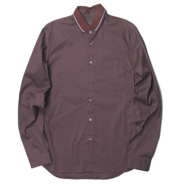 プラダスポーツ PRADA SPORT ポロカラーストレッチブロードシャツ SC345S142F62 41/16 ボルドー 長袖 切り替え トップス | 