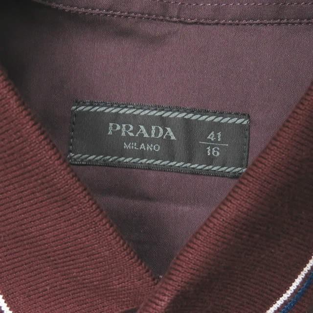 プラダスポーツ PRADA SPORT ポロカラーストレッチブロードシャツ SC345S142F62 41/16 ボルドー 長袖 切り替え トップス |  | 02