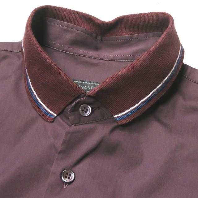 プラダスポーツ PRADA SPORT ポロカラーストレッチブロードシャツ SC345S142F62 41/16 ボルドー 長袖 切り替え トップス |  | 03