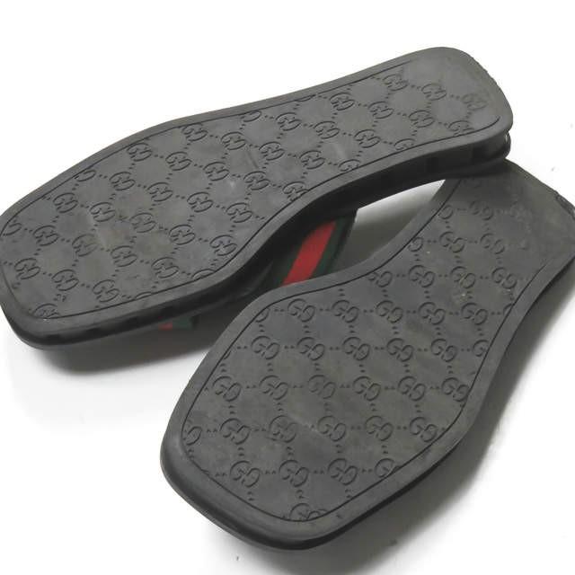 グッチ GUCCI クロスリボンサンダル 116 1080 40(25cm) ブラック ラバー ウェブディテール シューズ |  | 10